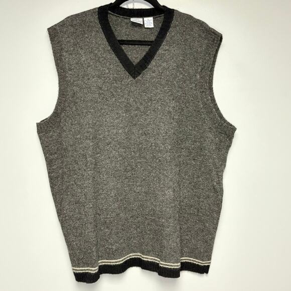 Utility 100% Wool Dark Academia Grandpacore Grey Sweatervest Mens Sz XL - Picture 1 of 4